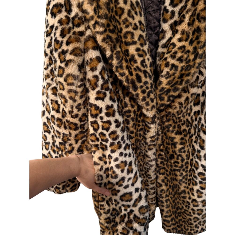 NEW! Calvin Klein L Leopard Print Faux Fur $299 Long Coat Jacket Animal Print - Picture 5 of 12